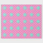 Hot Pink2 Wt Moroccan #5 Turquoise 3 Init Monogram Cadeaupapier (Vlak)