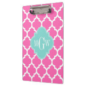 Hot Pink2 Wt Moroccan #5 Turquoise 3 Init Monogram Klembord (Links)