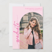 Hot Pink 2025 Afstuderen Uitnodiging met Foto (Voorkant)