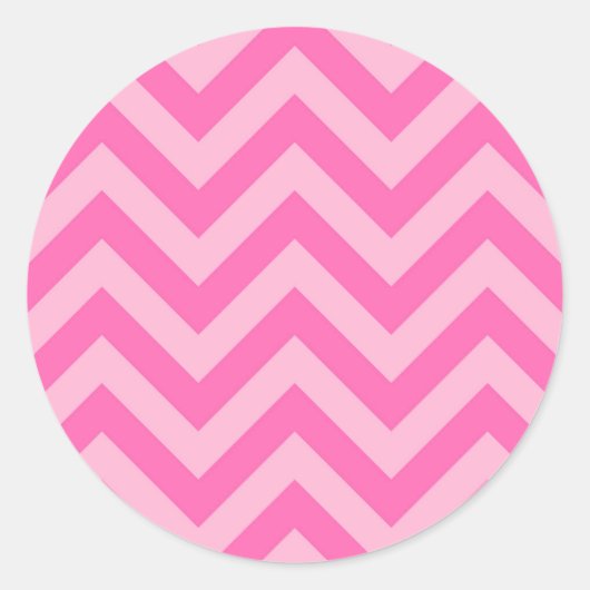 Hot Pink 2, Cotton Snoep LG Chevron ZigZag Pattern Ronde Sticker (Voorkant)