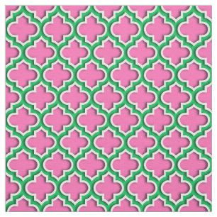 Hot Pink #2, Emerald, WhMoroccan Quatrefoil #5DS Stof