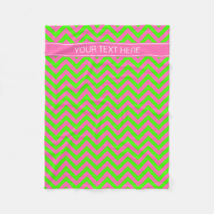 Hot Pink #2 Lime Green LG Chevron Name Monogram Fleece Deken