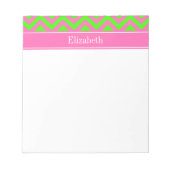 Hot Pink #2 Lime Green LG Chevron Name Monogram Notitieblok (Voorkant)