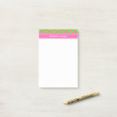Hot Pink #2 Lime Green LG Chevron Name Monogram Post-it® Notes (Op bureau)
