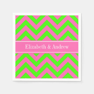Hot Pink #2 Lime Green LG Chevron Name Monogram Servet