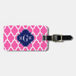 Hot Pink #2 WhMoroccan #4 Navy Name Monogram Bagagelabel