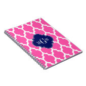Hot Pink #2 WhMoroccan #4 Navy Name Monogram Notitieboek (Rechterzijde)
