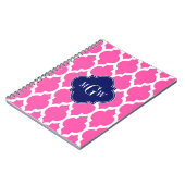 Hot Pink #2 WhMoroccan #4 Navy Name Monogram Notitieboek (Linkerzijde)