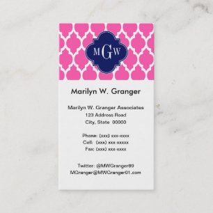 Hot Pink #2 WhMoroccan #4 Navy Name Monogram Visitekaartje