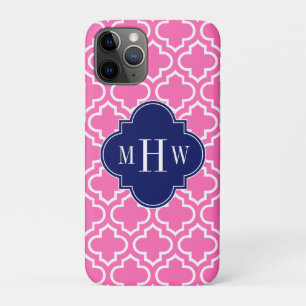 Hot Pink #2 Whockey Marokkaans #6 Navy 3 Initiaal  iPhone 11 Pro Hoesje