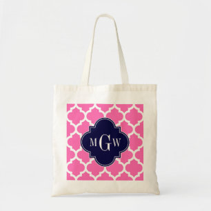 Hot Pink #2 Whockey Marokkaanse #5 Navy 3 Initiaal Tote Bag