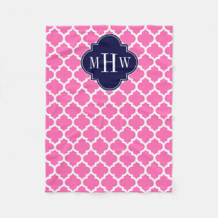 Hot Pink#2 Wht Marokkaans #5 Marine 3 Initiële Mon Fleece Deken