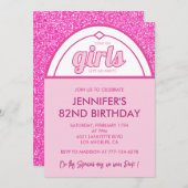 Hot Pink 82e anniversaire invitations Parties scin (Devant / Derrière)