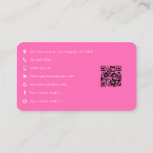 Hot-Pink African American Manicure Salon QR-code Visitekaartje (Achterkant)
