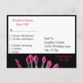 Hot Pink African Daisy Wedding RSVP Briefkaart (Achterkant)