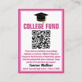 Hot Pink Afstuderen Photo College Fund QR-code Informatiekaartje (Voorkant)