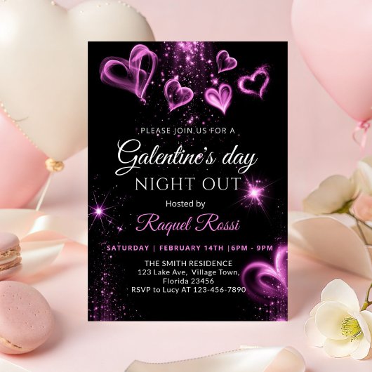 Hot Pink Alcohol Ink Galantine's Day Invitation