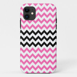 Hot Pink and Black Chevron by Shirley Taylor iPhone 11 Hoesje