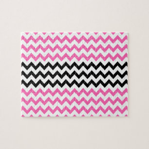 Hot Pink and Black Chevron by Shirley Taylor Legpuzzel