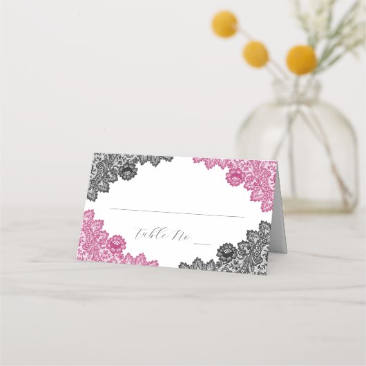 Hot Pink and Black Floral Lace Wedding (Voorkant)