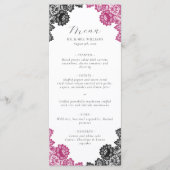 Hot Pink and Black Floral Lace Wedding Menu (Voorkant)