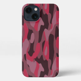 Hot pink and Burgundy Camo iPhone 13 Hoesje