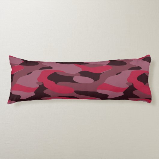 Hot pink and Burgundy Camo Lichaamskussen (Voorkant)