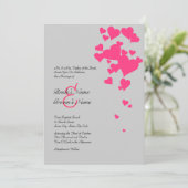 Hot Pink and Gray Hearts Wedding Invitation (Debout devant)