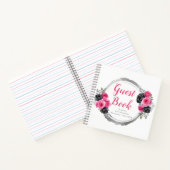 Hot Pink and Silver Elegant Flowers Birthday Party Notitieboek (Binnen)