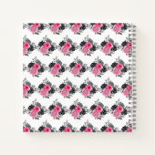 Hot Pink and Silver Elegant Flowers Birthday Party Notitieboek (Achterkant)