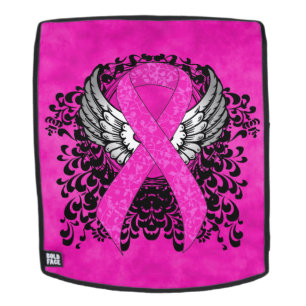 Hot Pink Awareness Ribbon met Wings Rugtassen