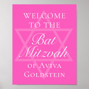 Hot Pink Bat Mitswa Party Ster van David Poster
