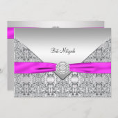 Hot Pink Bat Mitzvah Kaart (Voorkant / Achterkant)
