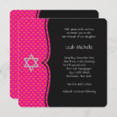 Hot Pink Bat Mitzvah Kaart (Voorkant / Achterkant)