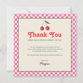 Hot Pink Berry Cherry Retro Verjaardag Bedankkaart