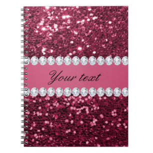 Hot Pink Big Faux Glitter en Diamonds Notitieboek