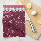 Hot Pink Big Faux Glitter en Diamonds Theedoek (Quarter Fold)