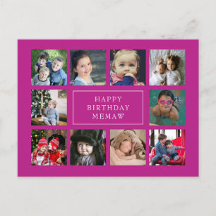 Hot Pink Birthday Photo Collage Birthday Briefkaart