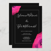 Hot Pink Black Bold Weddenschap Kaart (Voorkant / Achterkant)