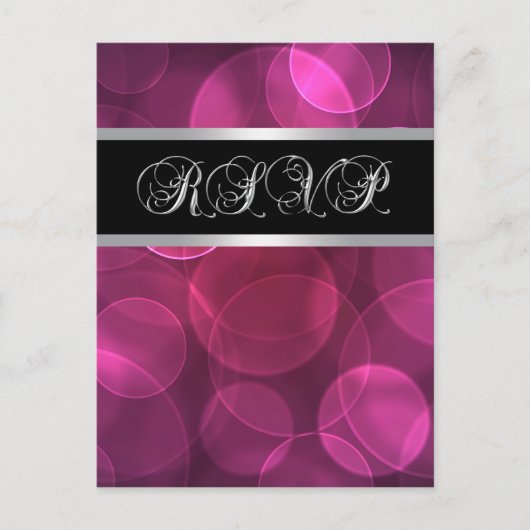 Hot Pink Black Briefkaart RSVP (Voorkant)