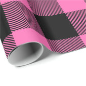 Hot Pink Black Huge Buffalo Pset Lumberjack Cadeaupapier (Rol Hoek)