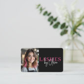 Hot Pink Black Lash Technician Photo QR Code Visitekaartje (Staand voorkant)