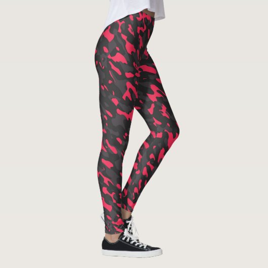 Hot pink Black Purple Camo Abstract Leggings (Rechts)