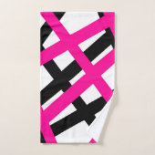 Hot Pink Black Stripe Geometric Bad Handdoek (Handdoek)