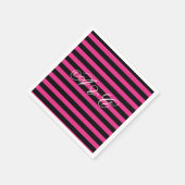 Hot Pink & Black Stripes Party Servetten (Hoek)