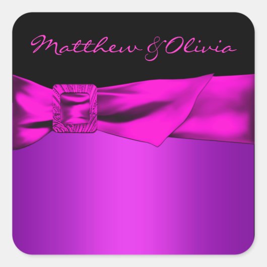Hot Pink Black Wedding Favoriet Labels Envelop Afd (Voorkant)