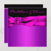 Hot Pink Black Wedding Kaart (Voorkant / Achterkant)