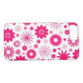 Hot Pink Bloemen Patroon Ontwerp Case-Mate iPhone Case (Achterkant (Horizontaal))