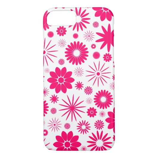 Hot Pink Bloemen Patroon Ontwerp Case-Mate iPhone Case (Achterkant)