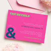 Hot Pink Bold Ampersand Speelse bruiloft Details Informatiekaartje
